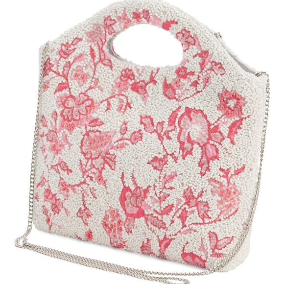 Beaded Floral Clutch Handbag